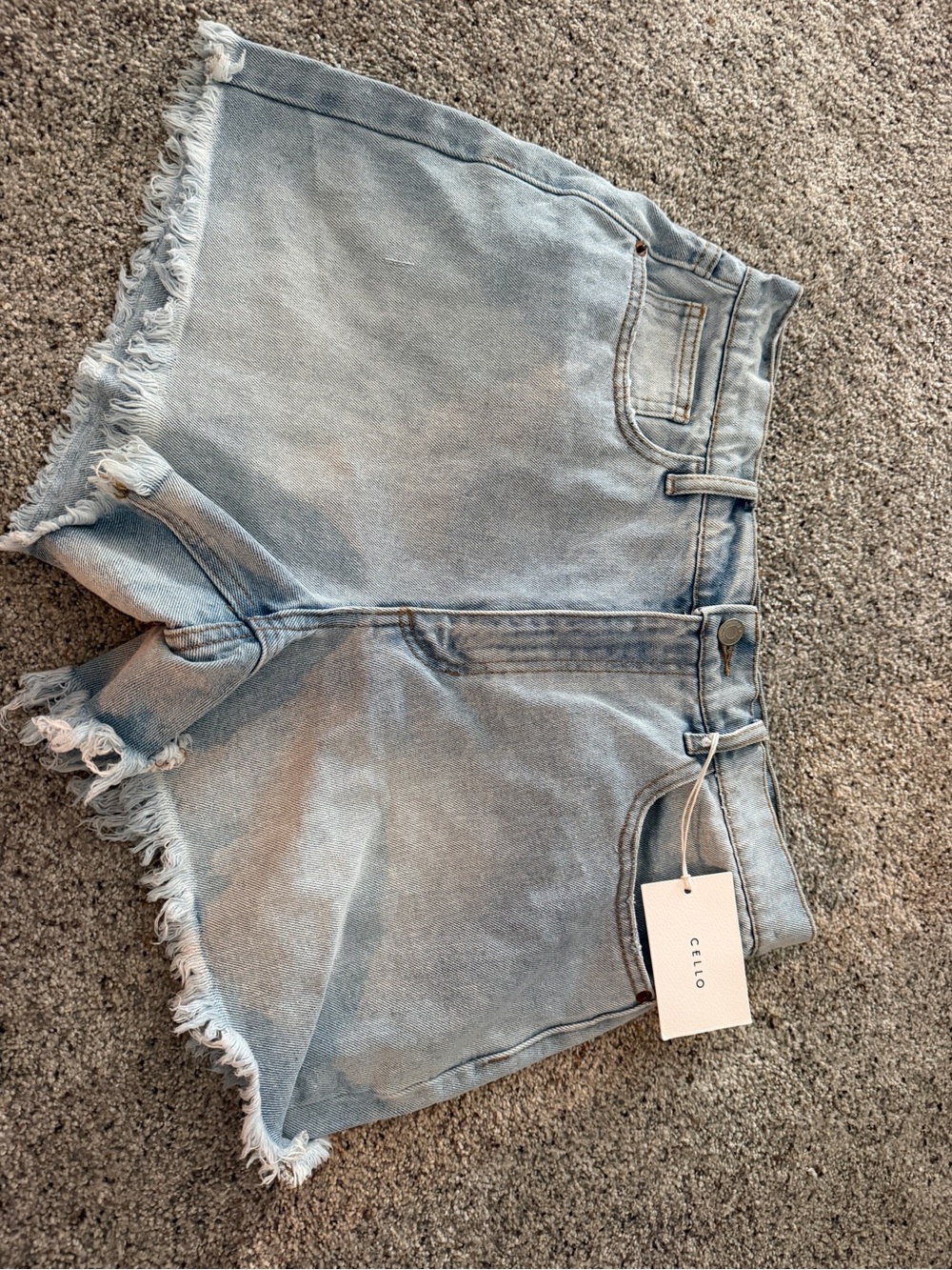 Cello Light Blue Frayed Hem Denim Shorts